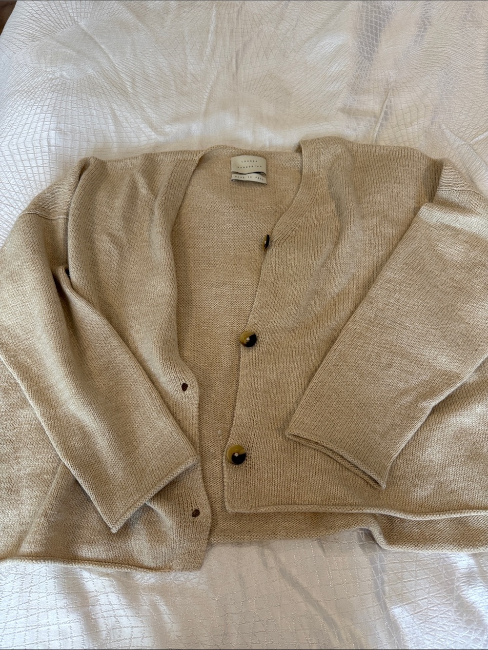 Lauren Manoogian Beige Button-Front Men's Cardigan
